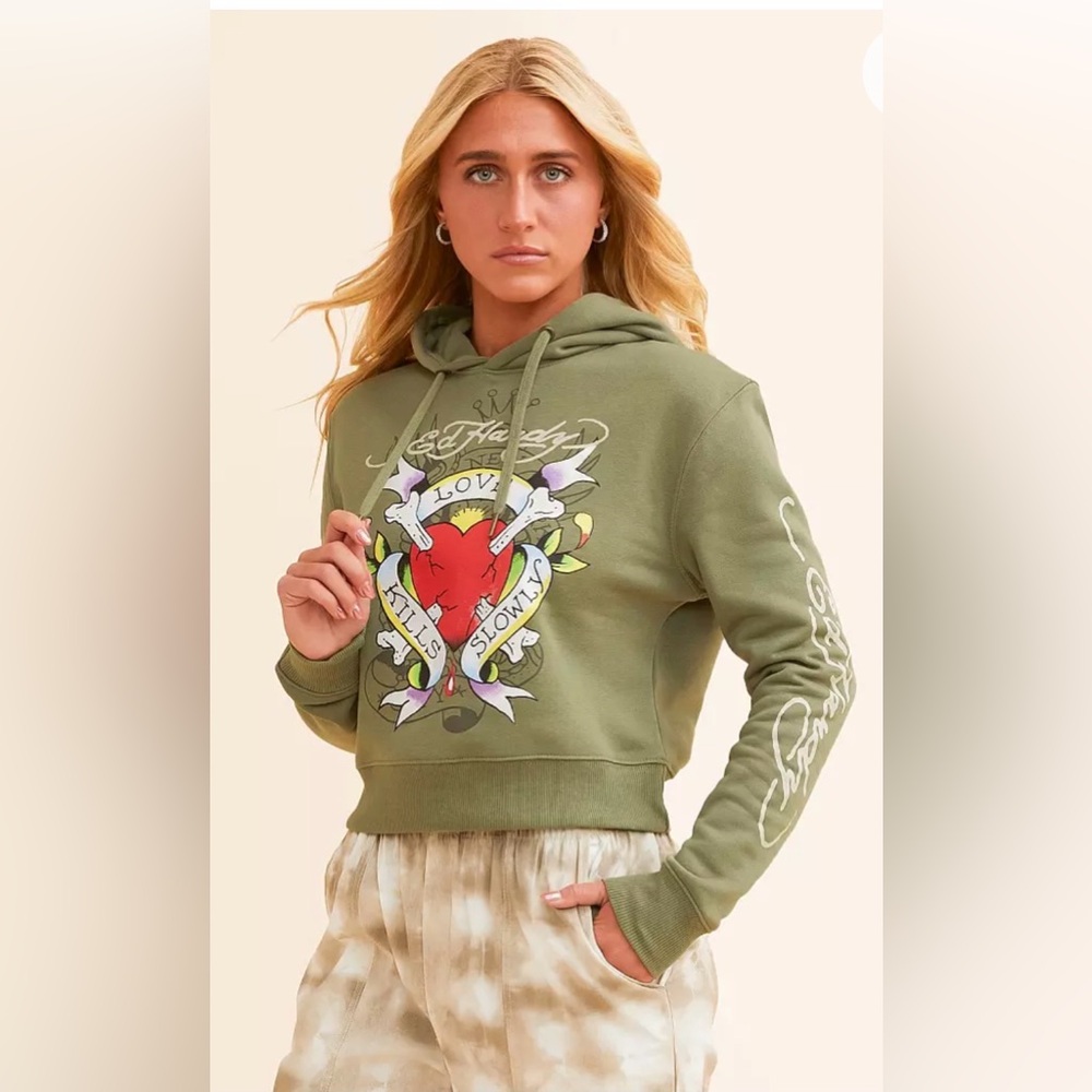 NWOT Ed Hardy Heart Hooded Sweatshirt